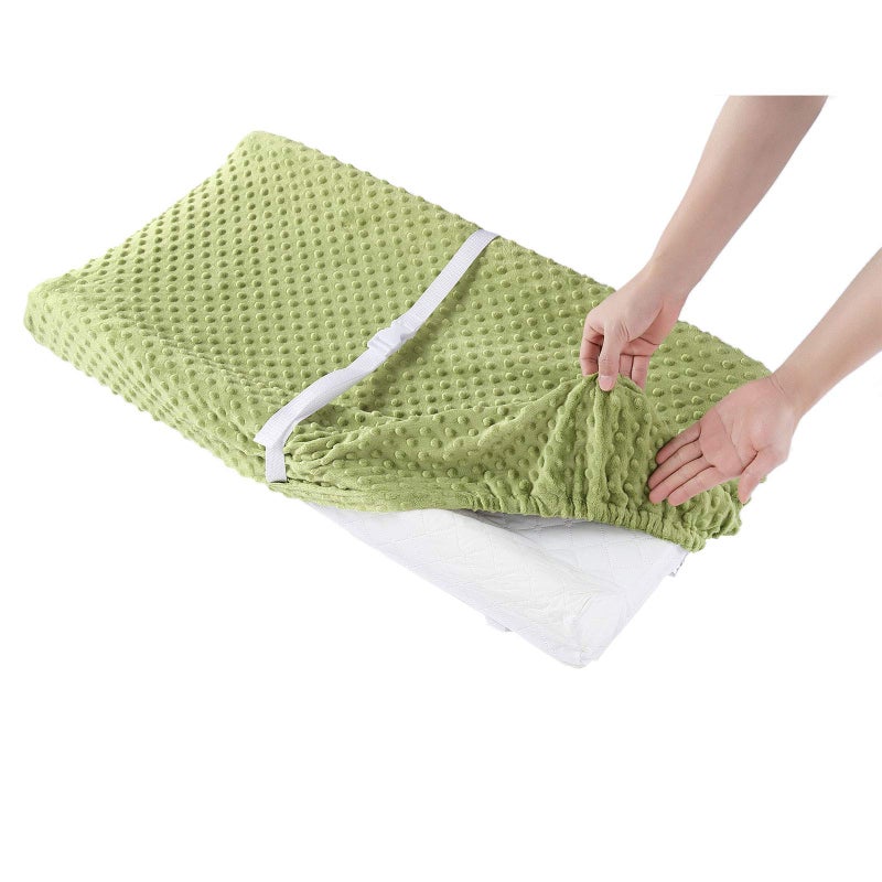 QUENESS Baby Changing Pad Cover, Super Soft Plush Dot Diaper Changing Table Covers for Baby Girls and Boys, Ultra Comfortable, Safe for Babies, Fit 32"/34'' x 16" Pad (Sage) - Image 3